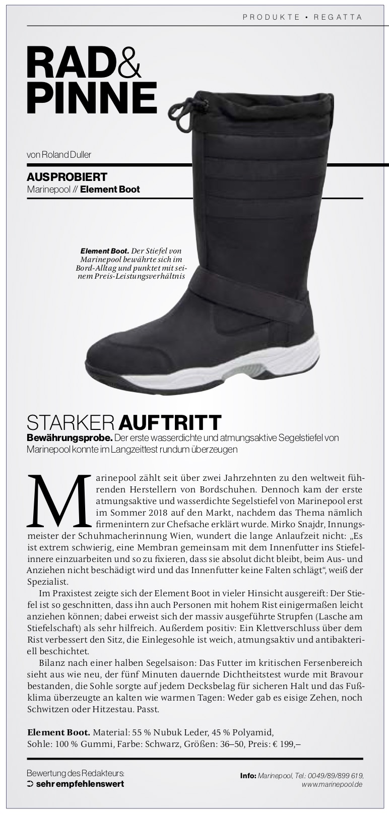 Yacht Revue - Testbericht Marinepool Element Boot